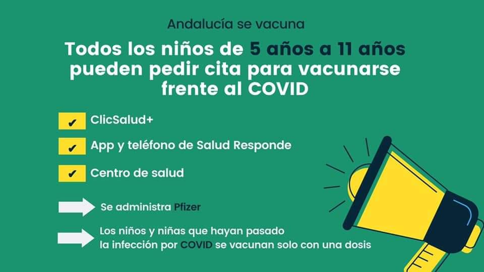 Andalucía abre la cita para vacunarse frente al #COVIDー19 a los menores de 5 a 1...
