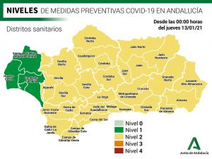 Niveles de #COVIDー19 en #Andalucía por distritos sanitarios y sus correspondie...