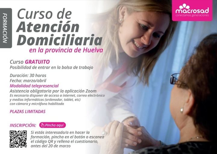 CURSO DE ATENCIÓN DOMICILIARIA (HUELVA)

FORMACIÓN GRATUITA en la provincia de H...